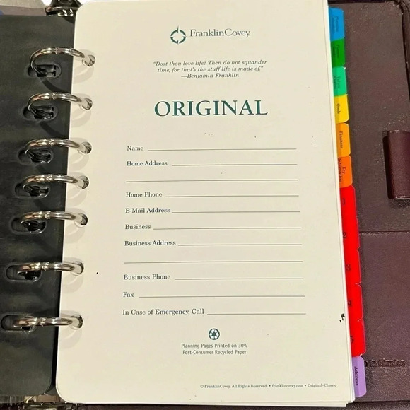 Vintage Franklin Covey Day Runner Style Binder Planner Faux Leather with Inserts - Picture 3 of 15